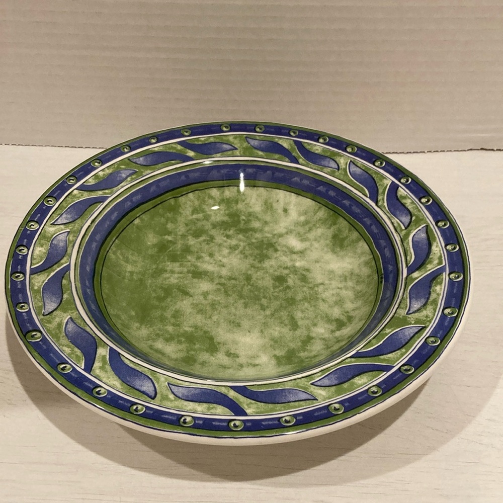 Pier 1 Ceramica Quadrifoglia Pasta Salad Soup Bowl Made in Italy Blue and Green
